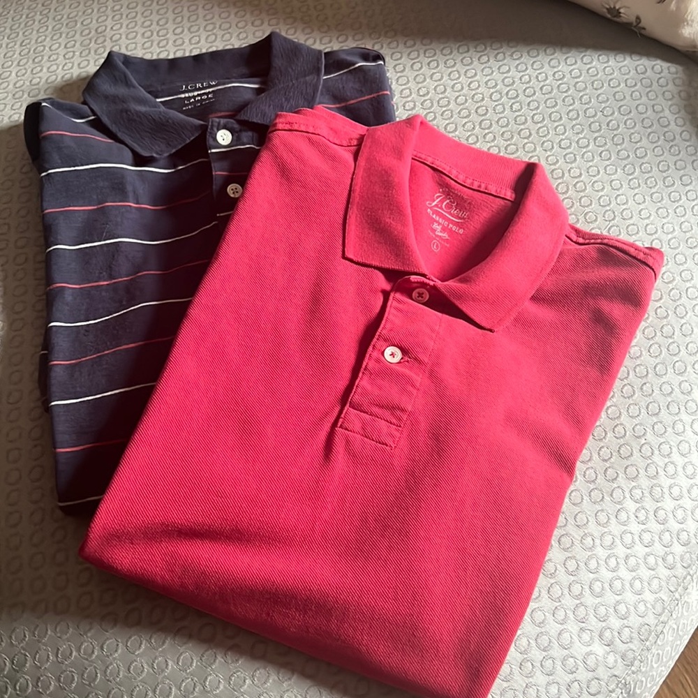 J. Crew Men’s Polo Shirts, Large, Set/2